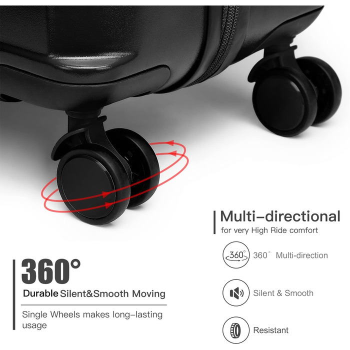 Чемодан ручної опішки British Traveller, середній, 64*43*26.5 см, з TSA-замком, ABS+PC, 24'+28' (Чорний)