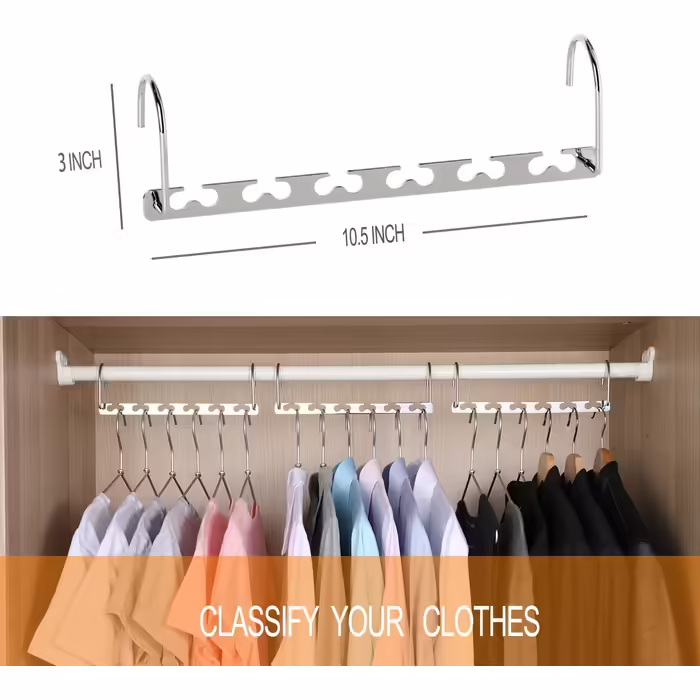 Giftol Space-Saving Metal Hangers, Metal Clothes Hangers, Magic Cascading, Clothes Organizer (8 Pieces)