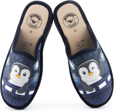 Тапочки жіночі JOMIX Winter Hausschuhe, зручні, італійські, для дому (40 EU, колір: темно-синій)