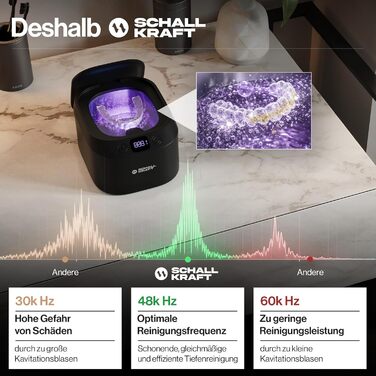 Ультразвукова ванна для чищення 48 кГц з УФ-дезінфекцією, чорна - для ювелірних виробів, зубних кап, брекетів та іншого