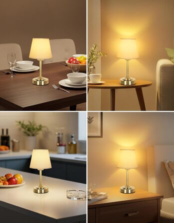 Акумуляторна LED настільна лампа OUTON з зарядкою та димером, 3 кольори світла, 4000mAh, до 60 год роботи, золота - 1 шт.