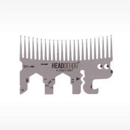 Hedgehog Pocket Comb, Multifunction Tool, Bottle Opener, Silver-Colored