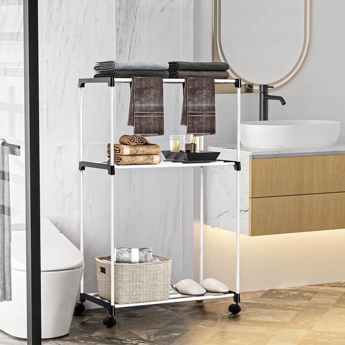 Сушарка для білизни мобільна, 3-ярусна, з коліщатками для ванної кімнати, квартири та пральні