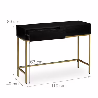 Relaxdays Console Table Gold Black