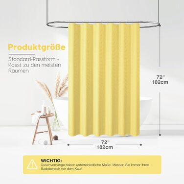 Шторка для душу BTTN вафельна, 180x200 см, антигрибкова, важка, водонепроникна, текстильна, з 12 гачками, зелена