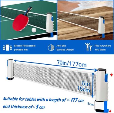 Набір для настільного тенісу: 2 ракетки, м'ячі та сітка