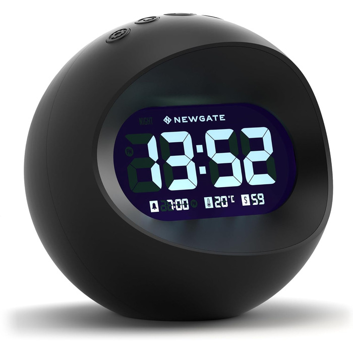 NEWGATE® Digital Centre of the Earth Clock (Black with black LCD display) Black With Black Lcd Display