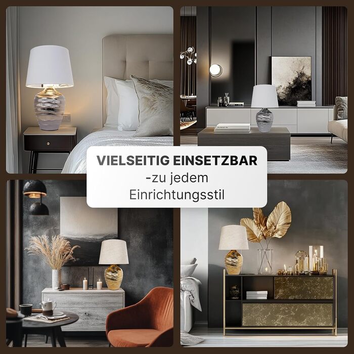 ARTE LAMP Poppy LED лампа настільна з кабелем – Хром/Біла настільна лампа з абажуром з білого текстилю для вітальні та спальні (Хром)