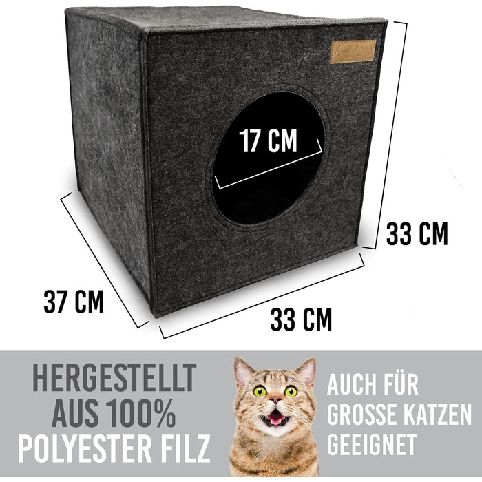 Кігтечка-будиночок для котів з фетру для полиць IKEA Kallax/Expedit, зручна лежанка-кошик, сірий колір, для 2 котів або великих котів