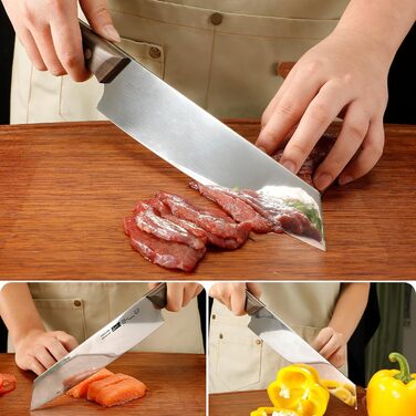 Японський ніж Kiritsuke від Plys: професійний кухарський ніж з нержавіючої сталі з дерев'яною ручкою