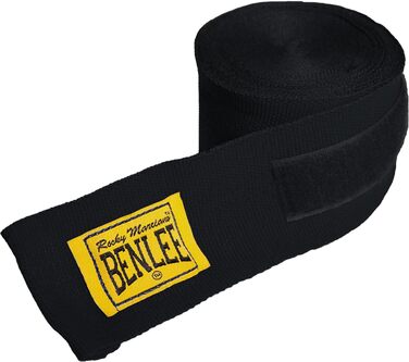 Боксерські рукавички BenLee з натуральної шкіри Fighter (Чорні, 14 oz) + Боксерські бандажі Rocky Marciano