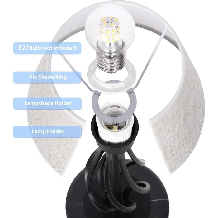 Настільна лампа YBING з льняним покриттям, 2 шт., для спальні, вітальні, комода. Пара ламп з чорного мармуру та льняним абажуром.