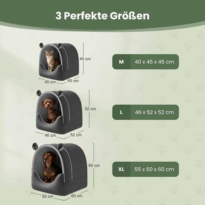 Будка для собак EUGAD, 45x40x45 см, з плюшевою подушкою, 2-в-1, для маленьких собак, тепла, для вулиці, зимостійка