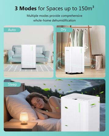 Електричний осушувач повітря для дому, квартири, підвалу. Тиха робота, 3 режими, таймер 24г, автоматична відтавлювання, 20л/день