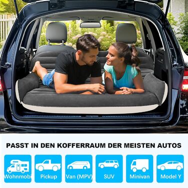 Надувна повітряна матрац для авто SUV, вантажівки та кемпінгу KMZ – портативне, товсте ліжко для автомобіля з електропомпою та 2 подушками