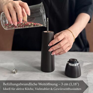 Набір для солі та перцю з дерева – 2 шт. Механічні млини для солі та перцю з регульованою керамічною жорновою системою, з акціїї, висота 21 см