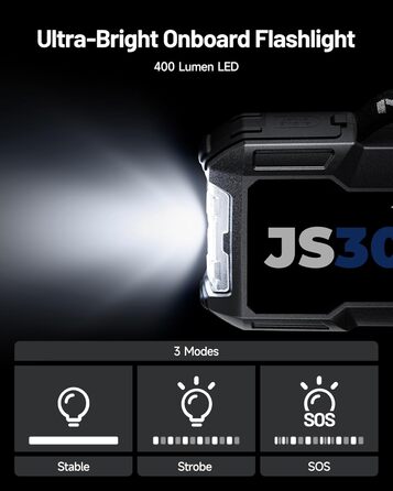 TOPDON JS3000 Powerbank для запуску двигуна: автостартер, бустер для акумулятора до 9л бензину/7л дизеля, 24000mAh, 3000A, LED, EVA-сумка