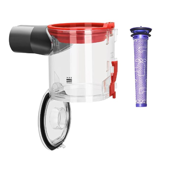 Покращений контейнер для пилу для пилососів Dyson V7 V8 SV10 SV11 (Animal, Absolute, Fluffy), запчастина №967699-01, прозорий міцний пилозбірник