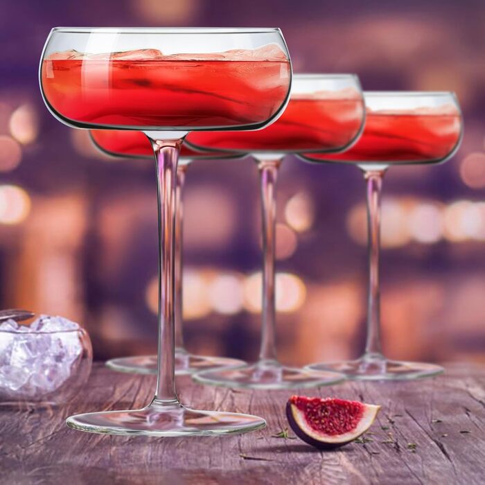 Набір келихів для Мартіні ParaCity 240 мл (4 шт), кришталеві келихи для коктейлів, шампанського, текіли, святкування