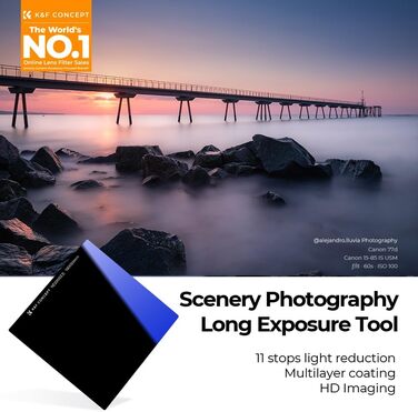 Набір фільтрів K&F Concept Nano-X: квадратний фільтр, фільтротримач, 8 адаптерних кілець (ND2000)