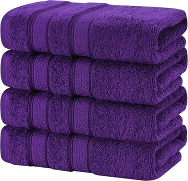 Набір рушників American Soft Linen Premium з турецької бавовни, готельна серія, 6 предметів (4 рушники для рук), насичений фіолетовий колір