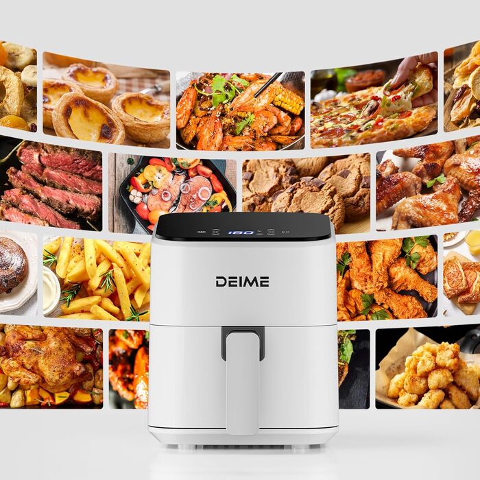 Фритюрниця Deime з гарячим повітрям 2.5 л, компактна цифрова Airfryer для випікання, розігріву та смаження, антипригарне покриття