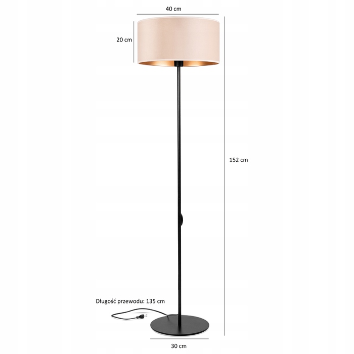 Підлоговий торшер Tornado, велюр, бежево-золотий, 152 см, E27