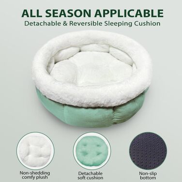 М'яке ліжко-лежанка для собак та котів, 50x50x20 см, зелене