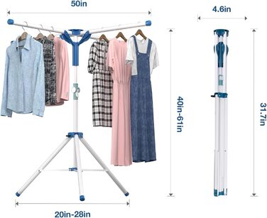 Висувний розкладний сушильник для білизни - стійка для сушіння, кемпінгова, компактна, для балкона, дому та вулиці