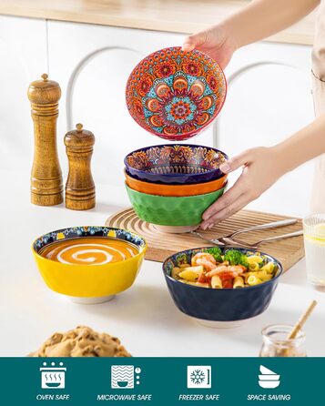 Набір супових тарілок Vancasso (6 шт) з порцеляни для супу, мюслі, рамену, десерту та пасти