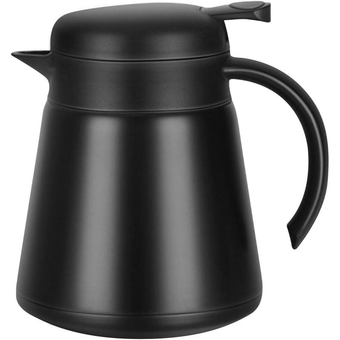 Luvan 0.8L Thermos Flask 304 Stainless Steel Double-Walled Vacuum Insulated Coffee Pot, Coffee Plunger, Juice/Milk/Tea Insulated Pot (Black)