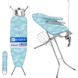 KADAX Ironing Board with Built-in Extension Cord, Folding Ironing Table with Cable Holder, Steam Ironing Table with Extendable Clothes Rack (Mint)