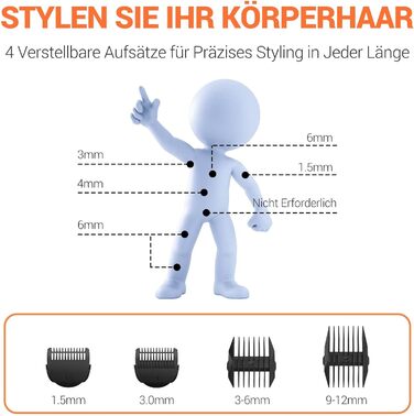 Триммер для тіла MANSPOT: чоловічий, вологостійкий, для інтимної зони, для тіла, для ніг, грудей, пахв, USB-C, для сухого та мокрого гоління