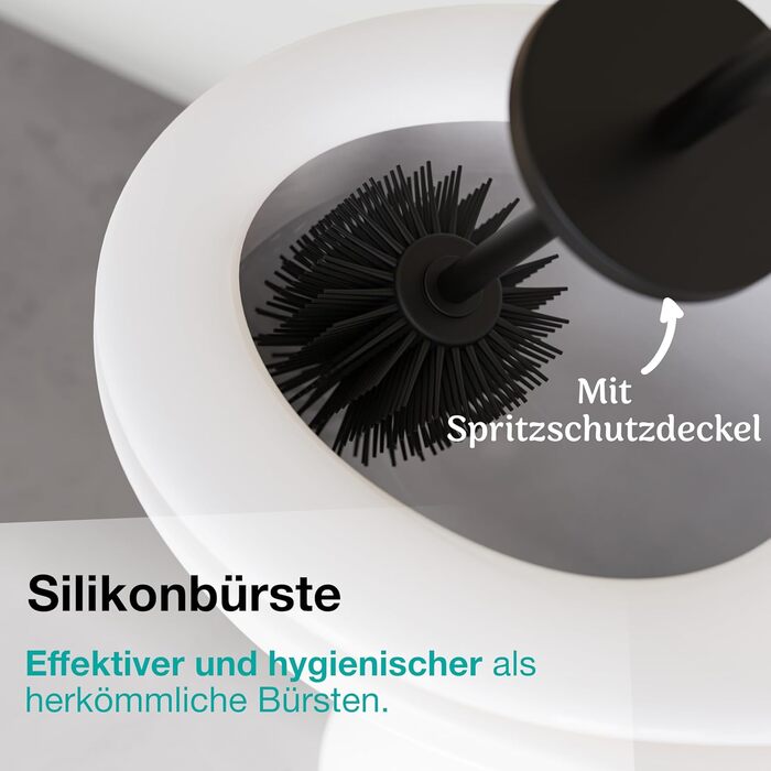 Набір щіток для унітазу Hovea (2 шт.) чорного кольору - силіконові та металеві, кріплення на стіну без свердління, тримач для щіток, WC3620 X2