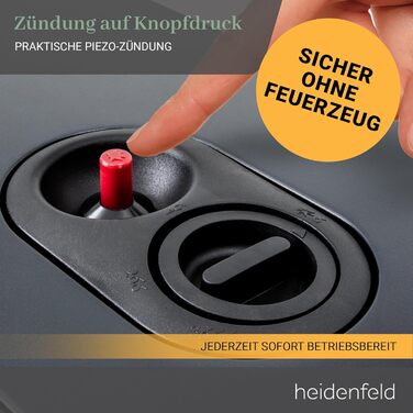 Газовий обігрівач Heidenfeld Inferno GH100 | 3 роки гарантії, 4200 Вт, для приміщень, газ до 15 кг,(Газовий балон не входить у комплект)