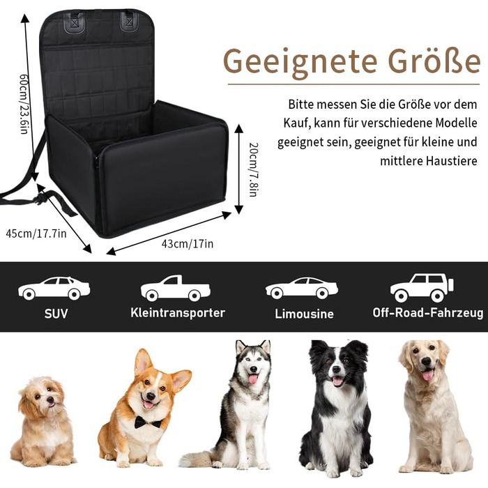 Автомобільний лежак для собак, стабільний бокс для собак на заднє сидіння, водонепроникний, чорний