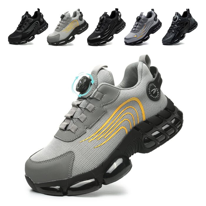 Робочі черевики чоловічі/жіночі: безпечні черевики зі сталевим підноском, спортивні, дихаючі, антиковзкі. Розміри 36-46 EU