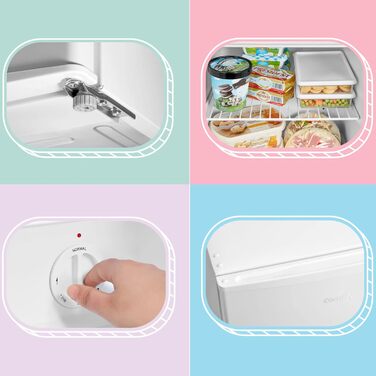 Mini холодильник Comfee RCD50WH2(E) 43L з відділенням для льоду, білий. Холодильник для кімнати та офісу, швидке охолодження, регулювання температури, енергоефективний (F)