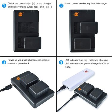 Запасний акумулятор VW-VBK180 (2 шт.) з двоканальною зарядкою для Panasonic SDR-H100, H101, H85 та інших моделей