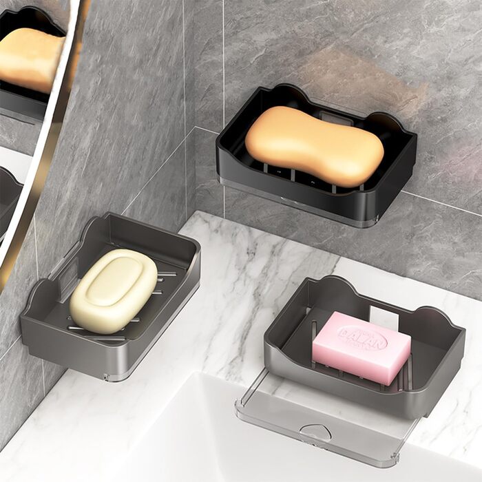 Набір мильниць для душу Fizdoqg: 2 шт. Без свердління, з піддоном та гачком. Підходить для ванної кімнати та кухні.