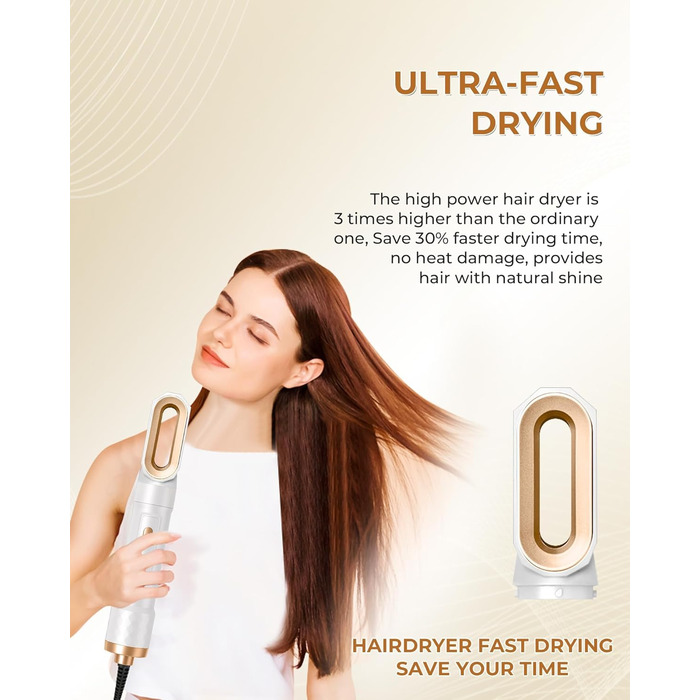 Airstyler 5 в 1: Фен-щітка з іонізацією, 20 м/с, 110 000 об/хв, для створення локонів та випрямлення волосся (фіолетовий)