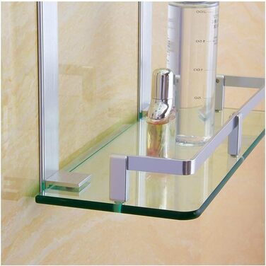 Modern Bathroom Shelf Made of Tempered Glass with 3 Tiers, Wall Mount, Storage Shelf for Bathroom and Kitchen (60 cm)