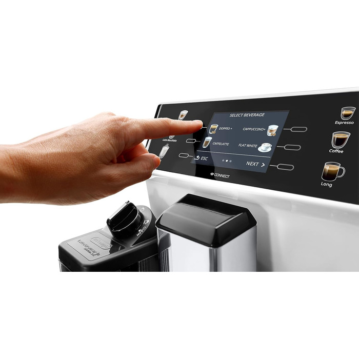 De'Longhi PrimaDonna Class ECAM 550.65.W Fully Automatic Coffee Machine with LatteCrema Milk System, Cappuccino and Espresso at the Touch of a Button, 3.5-inch TFT Color Display and App Control, White