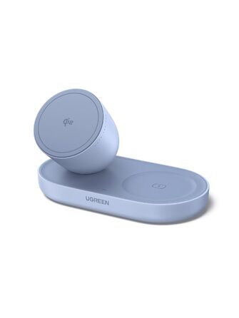 Бездротовий зарядний пристрій UGREEN 2-в-1 15W MagSafe для iPhone 15/14/13/12/17/16 та AirPods, кабель 1м - Синій