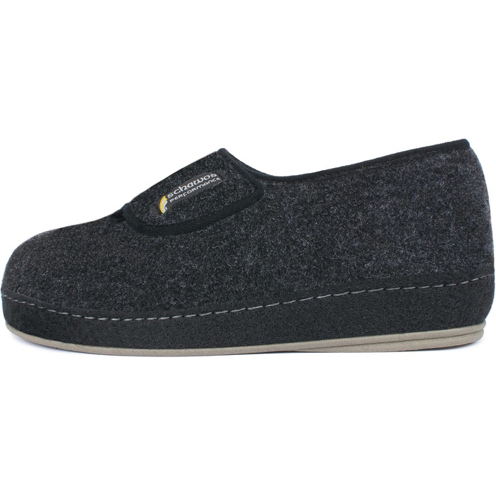 Чоловічі фетрові домашні тапочки Schawos 6064, теплі, з вовняною підкладкою, неслизькі, на липучці (42 EU, чорні)