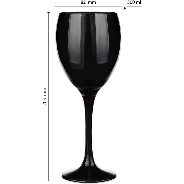 Набір келихів для вина KROSNO Glasmark 1992 (6 шт.) 300 мл - білі, червоні, десертні, коктейльні, склянка для води. Чорний колір, придатні для миття в посудомийній машині