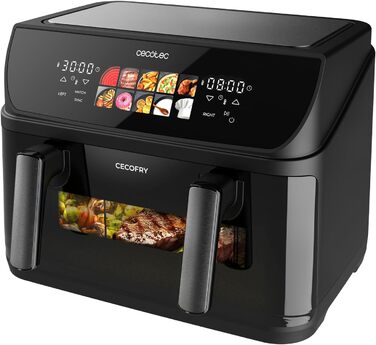 Фритюрниця Cecotec Cecofry&Grill Duoheat 10000 з грилем, 10 л, 2800 Вт, подвійний нагрів, чорний | Air Fryer