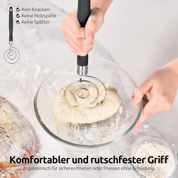 Міксер для тіста U-Taste: ручний вінчик для випічки з нержавіючої сталі 18/8, 32 см, чорний