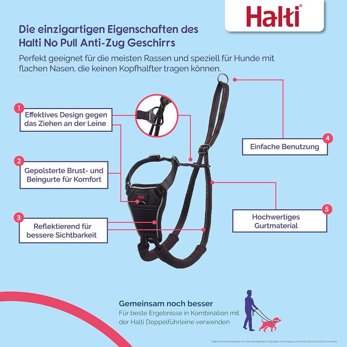 Нашийник HALTI No Pull для собак великих порід, чорний, запобігає тягні, великий розмір