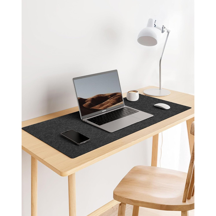 Килимок для столу YSAGi повстяний 90x40 см, антиковзкий, для миші та клавіатури, офіс/дім (Чорний)